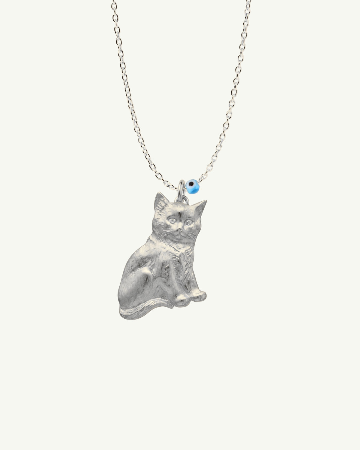MINI BONCUK Nazar Cat Necklace with blue evil eye charm by EFEK