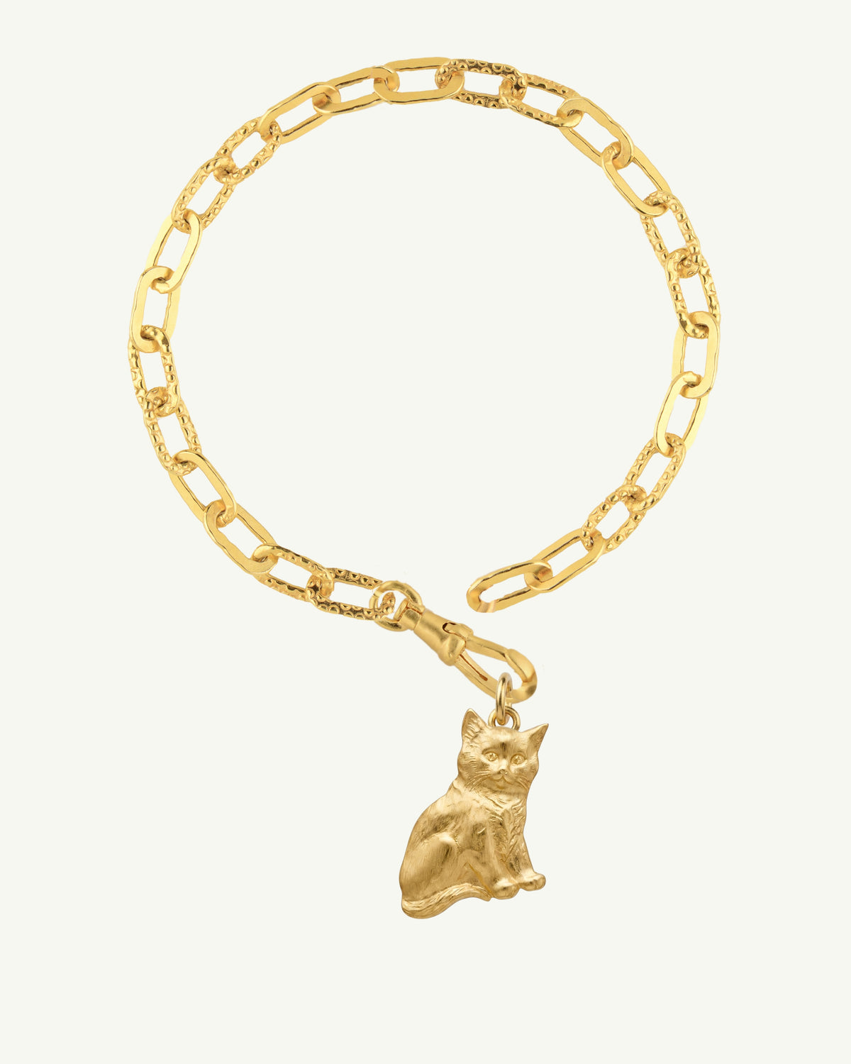 BONCUK 18K gold-plated sterling silver cat charm bracelet by EFEK