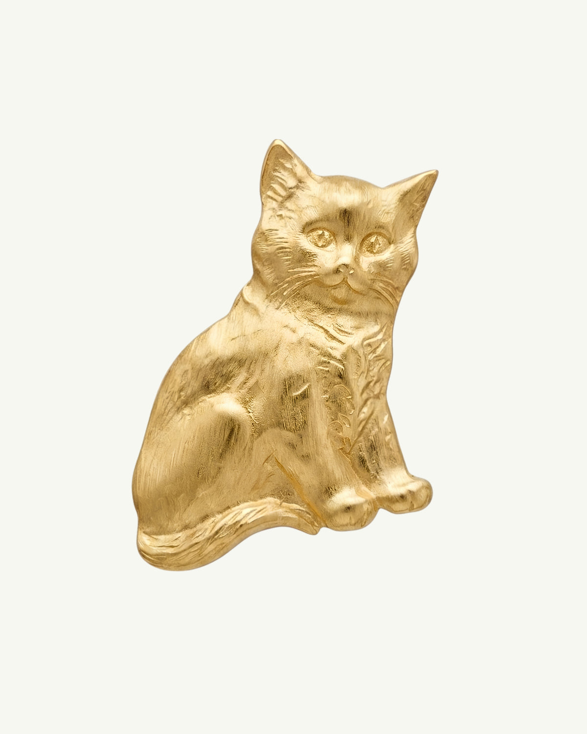 BONCUK 18K gold-plated sterling silver cat brooch by EFEK