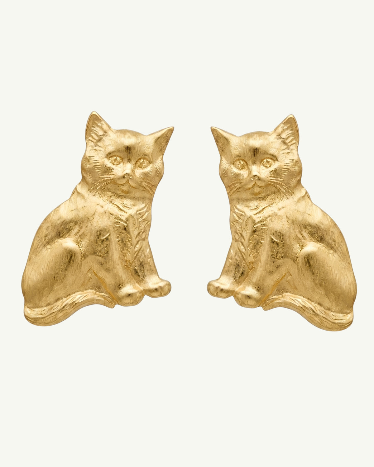 BONCUK 18K gold-plated sterling silver cat earrings by EFEK