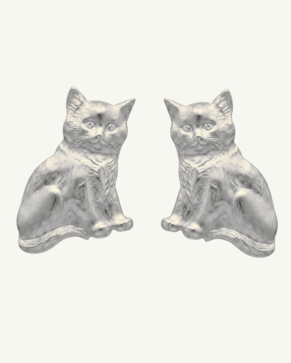 BONCUK silver plated sterling silver cat earrings by EFEK