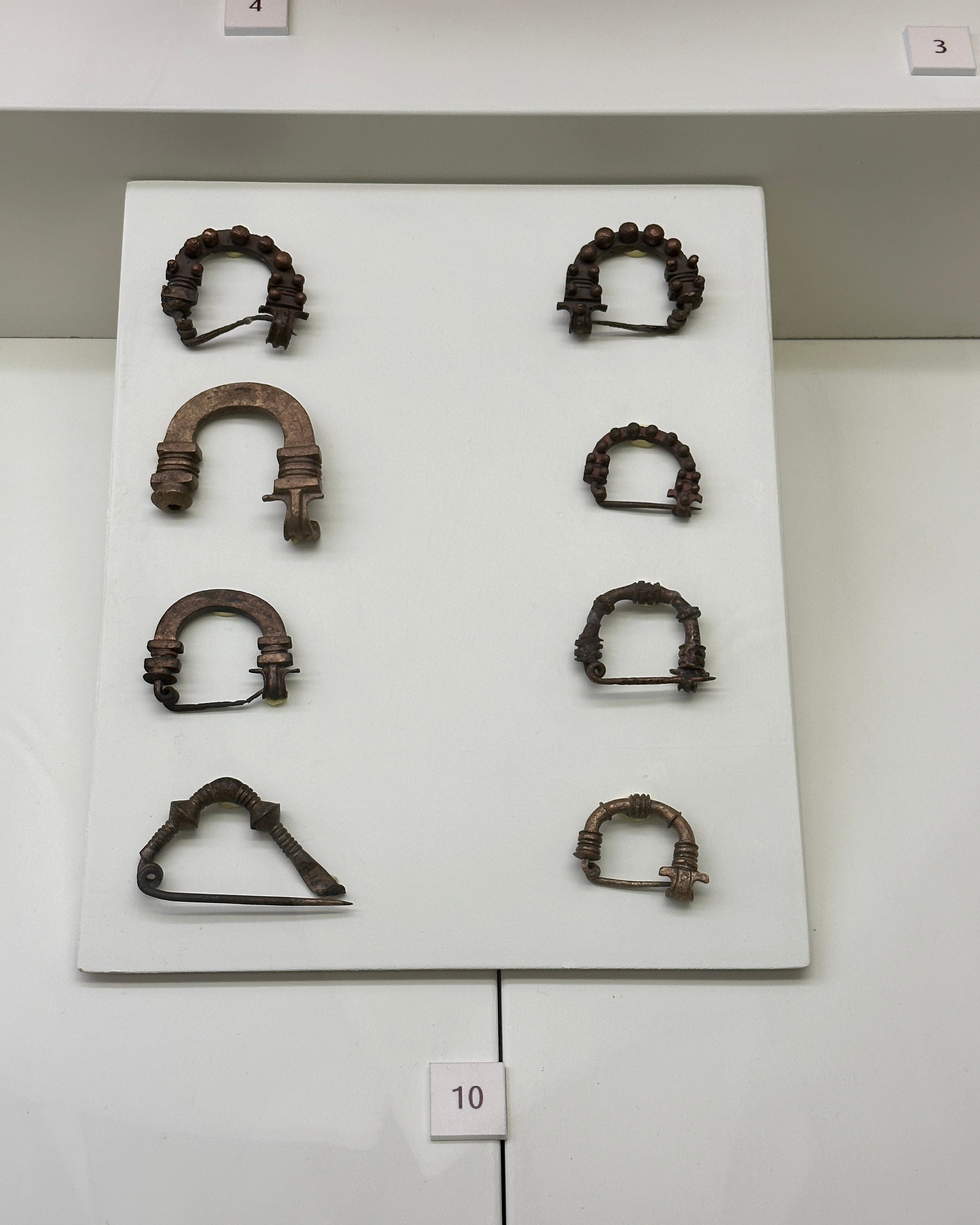 Ancient Fibulas in Bogazkoy Museum, Türkiye.
