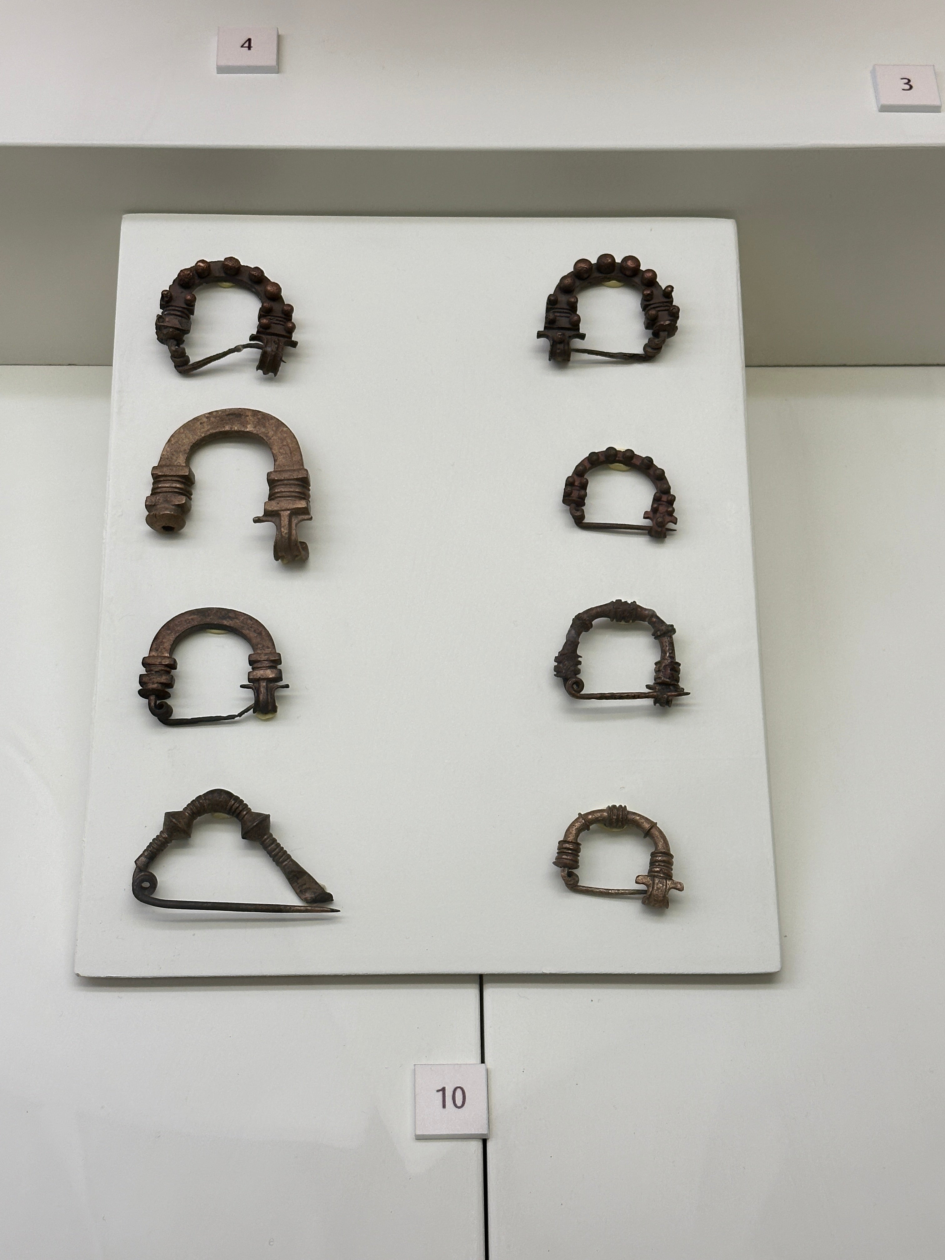 Ancient Fibulas in Bogazkoy Museum, Türkiye.
