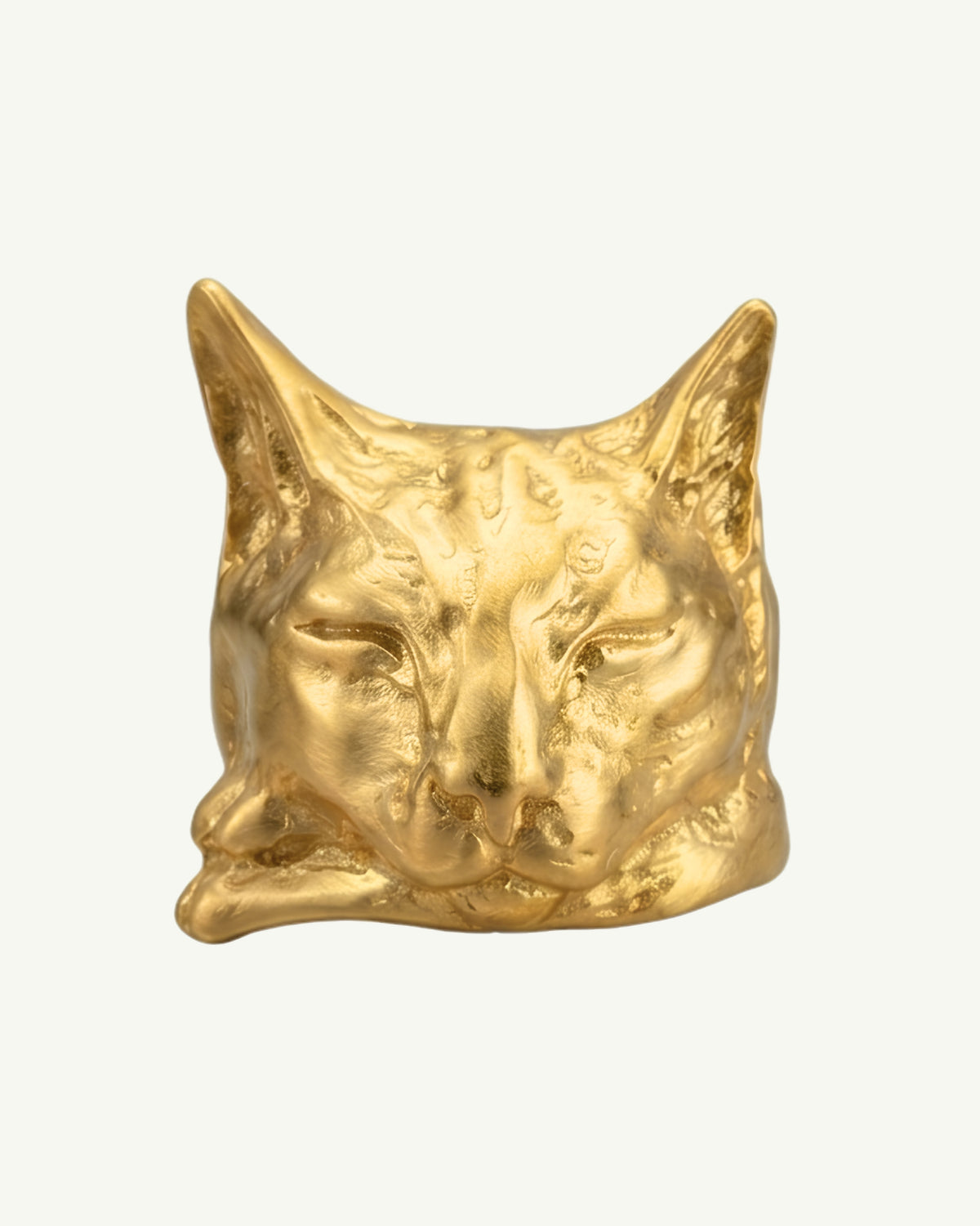 KÖFTE 18K gold-plated sterling silver sleeping cat ring from EFEK’s Cats of Istanbul collection