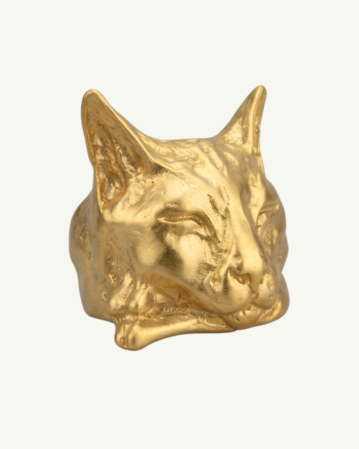KÖFTE 18K gold-plated sterling silver sleeping cat ring from EFEK’s Cats of Istanbul collection