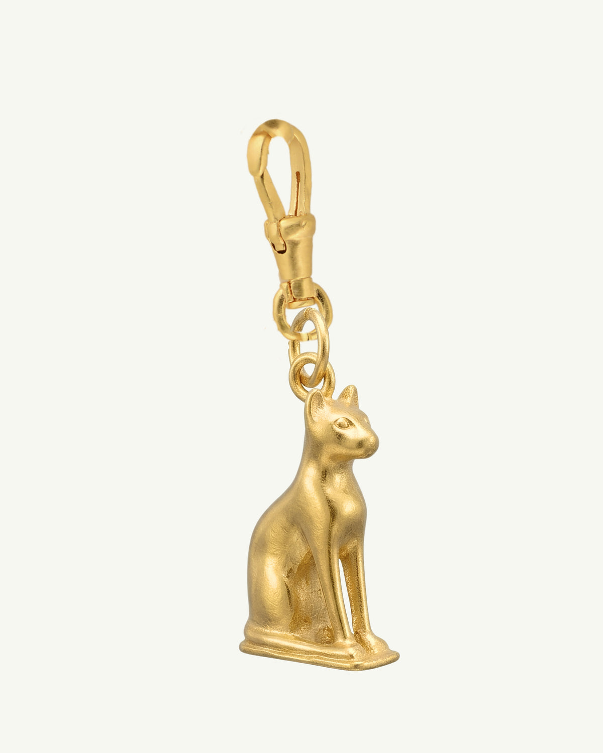 ZEYTİN 18K gold-plated sterling silver cat charm with vintage watch-style clasp by EFEK
