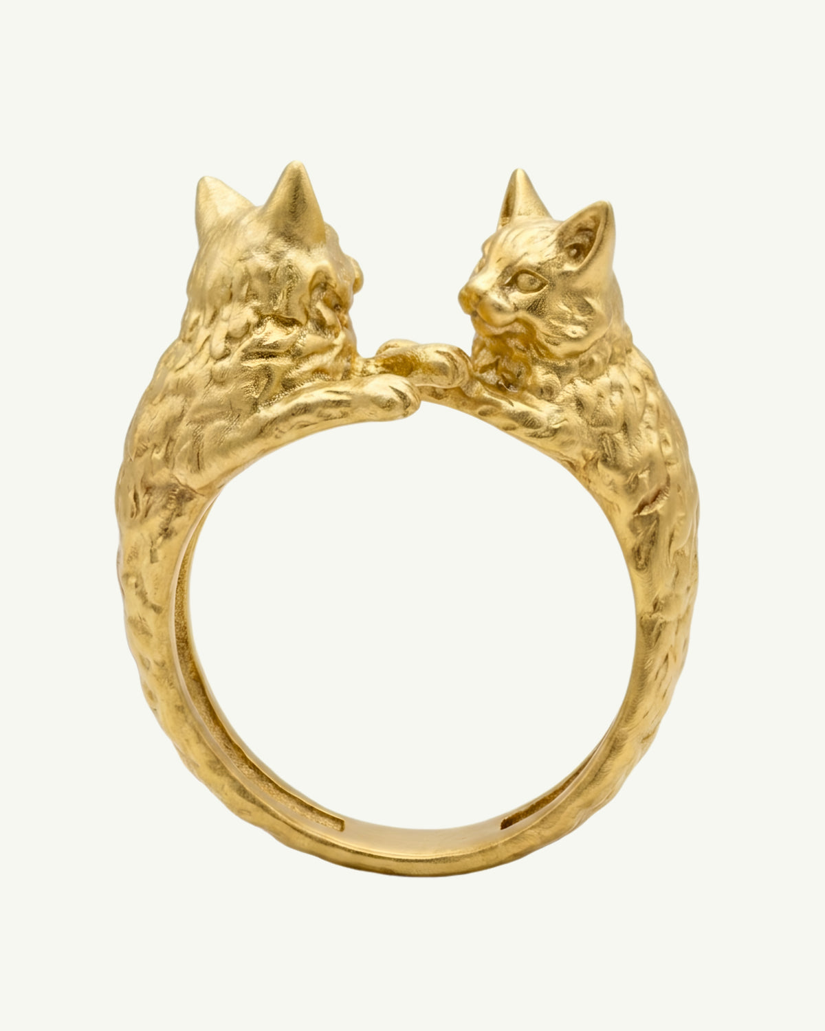 BADEM & FISTIK 18K gold-plated sterling silver two-cat ring by EFEK