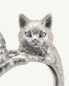 Detail of BADEM & FISTIK silver-plated sterling silver two-cat ring by EFEK