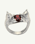 BADEM & FISTIK sterling silver cat ring with natural garnet by EFEK