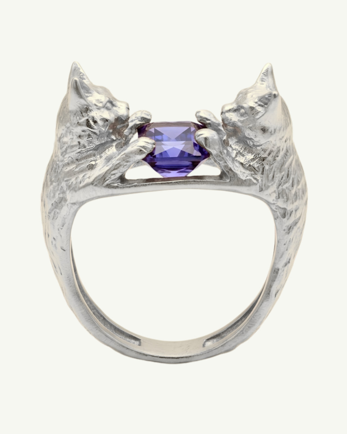 BADEM & FISTIK sterling silver cat ring with natural tanzanite by EFEK