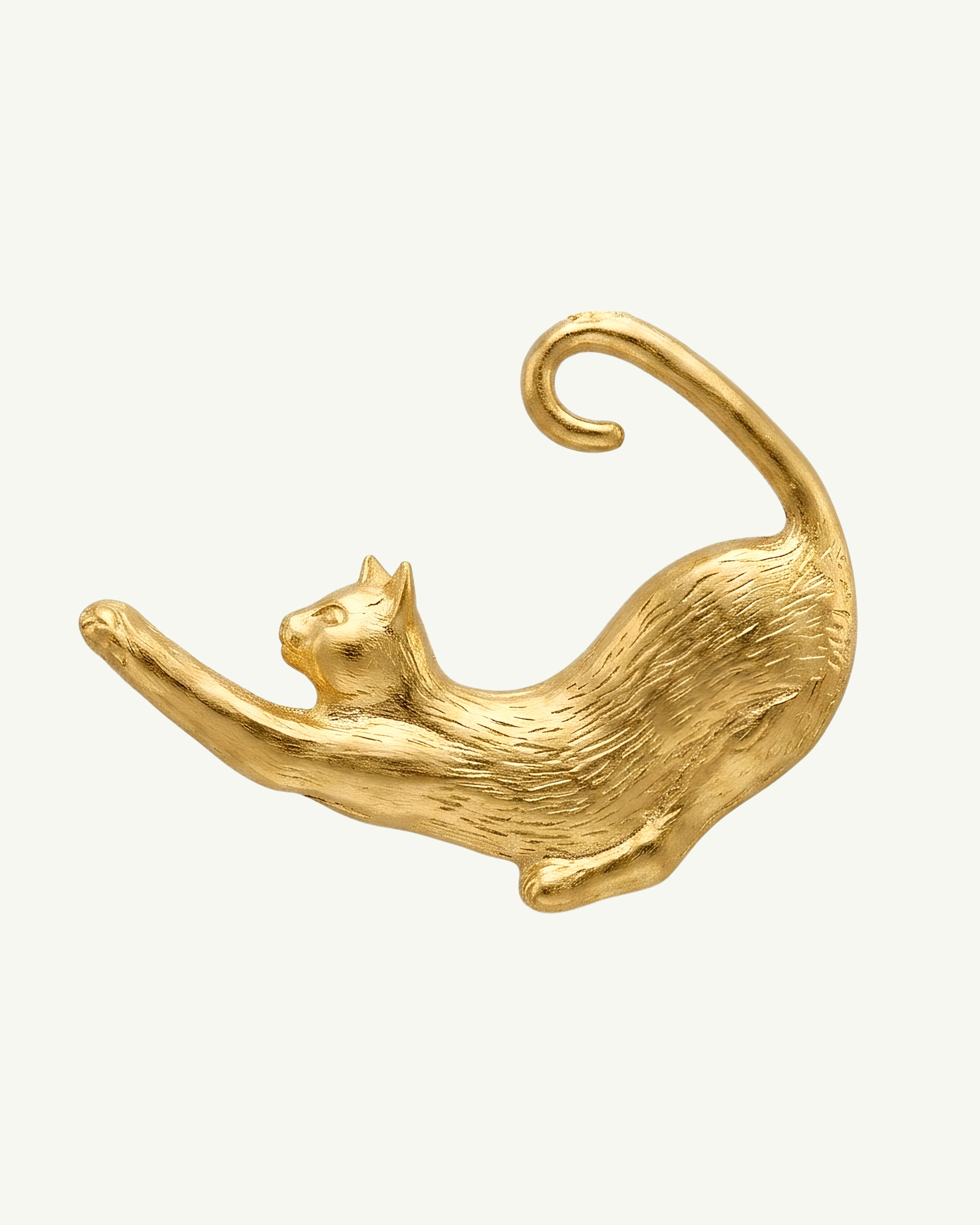 BİBER 18K gold-plated sterling silver cat brooch by EFEK
