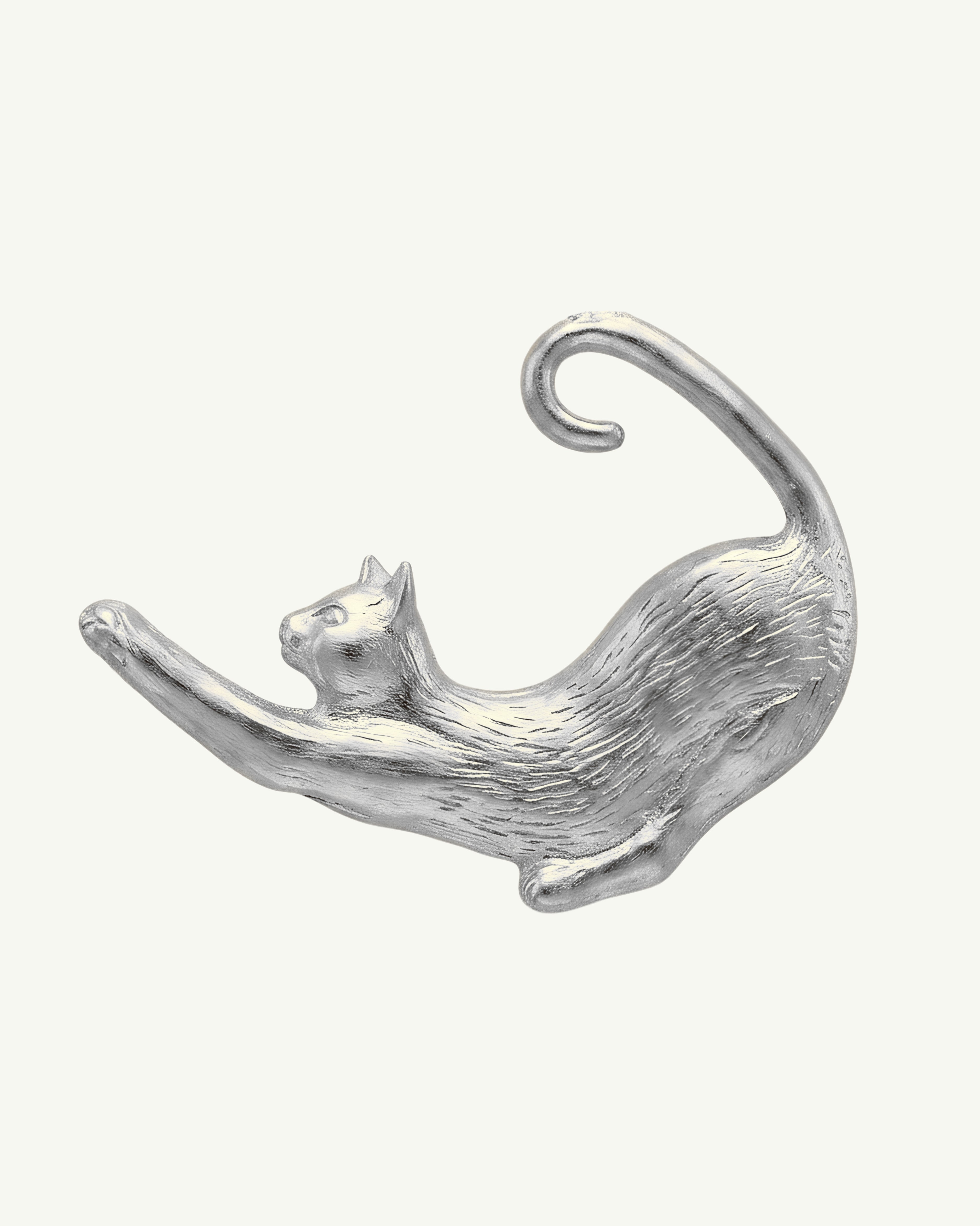 BİBER silver plated sterling silver cat brooch by EFEK