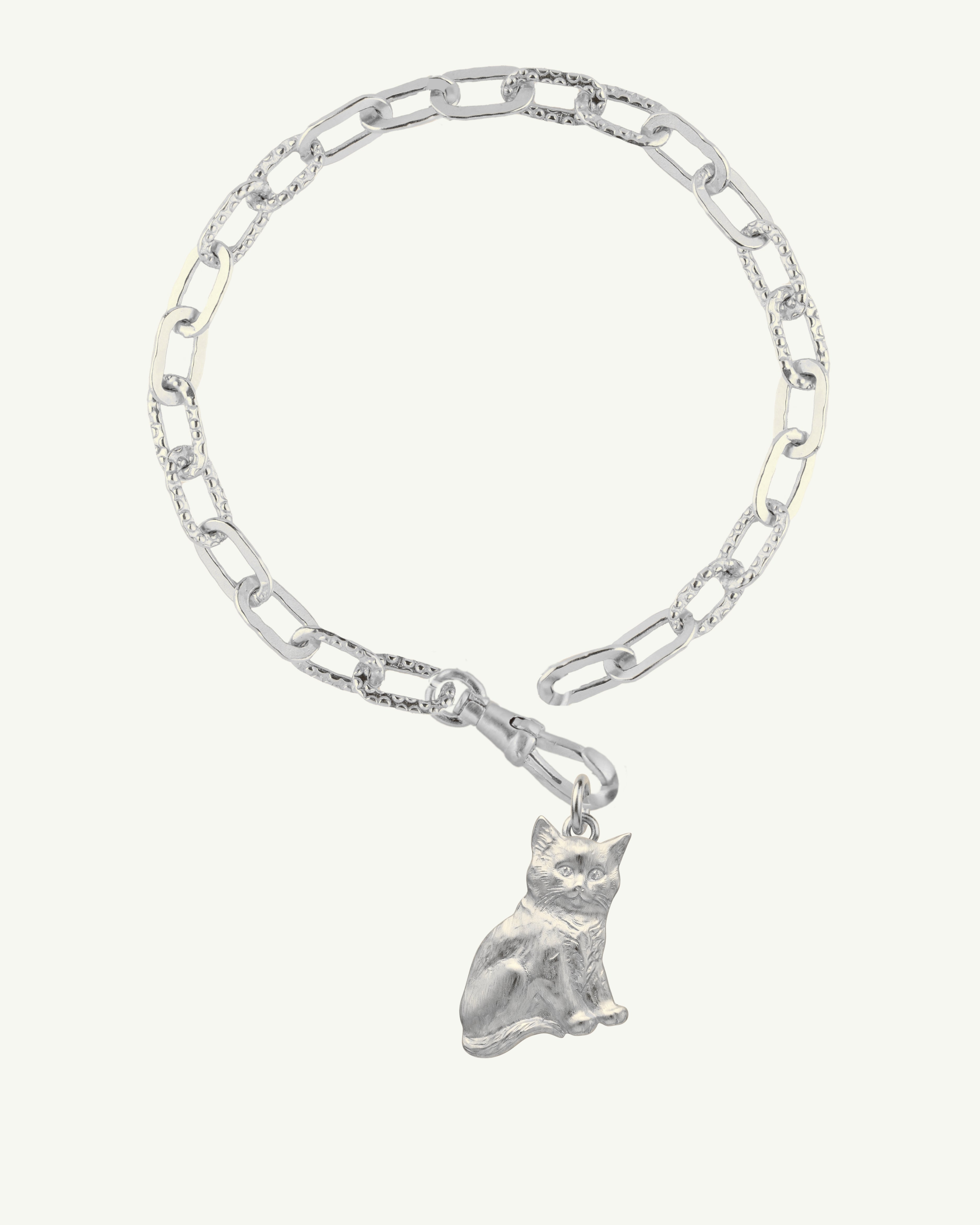 BONCUK silver plated sterling silver cat charm bracelet by EFEK