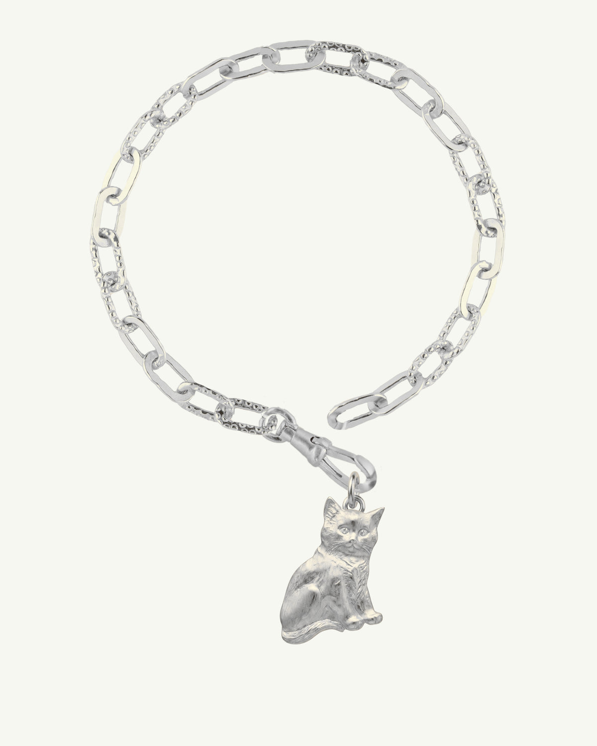 BONCUK silver plated sterling silver cat charm bracelet by EFEK