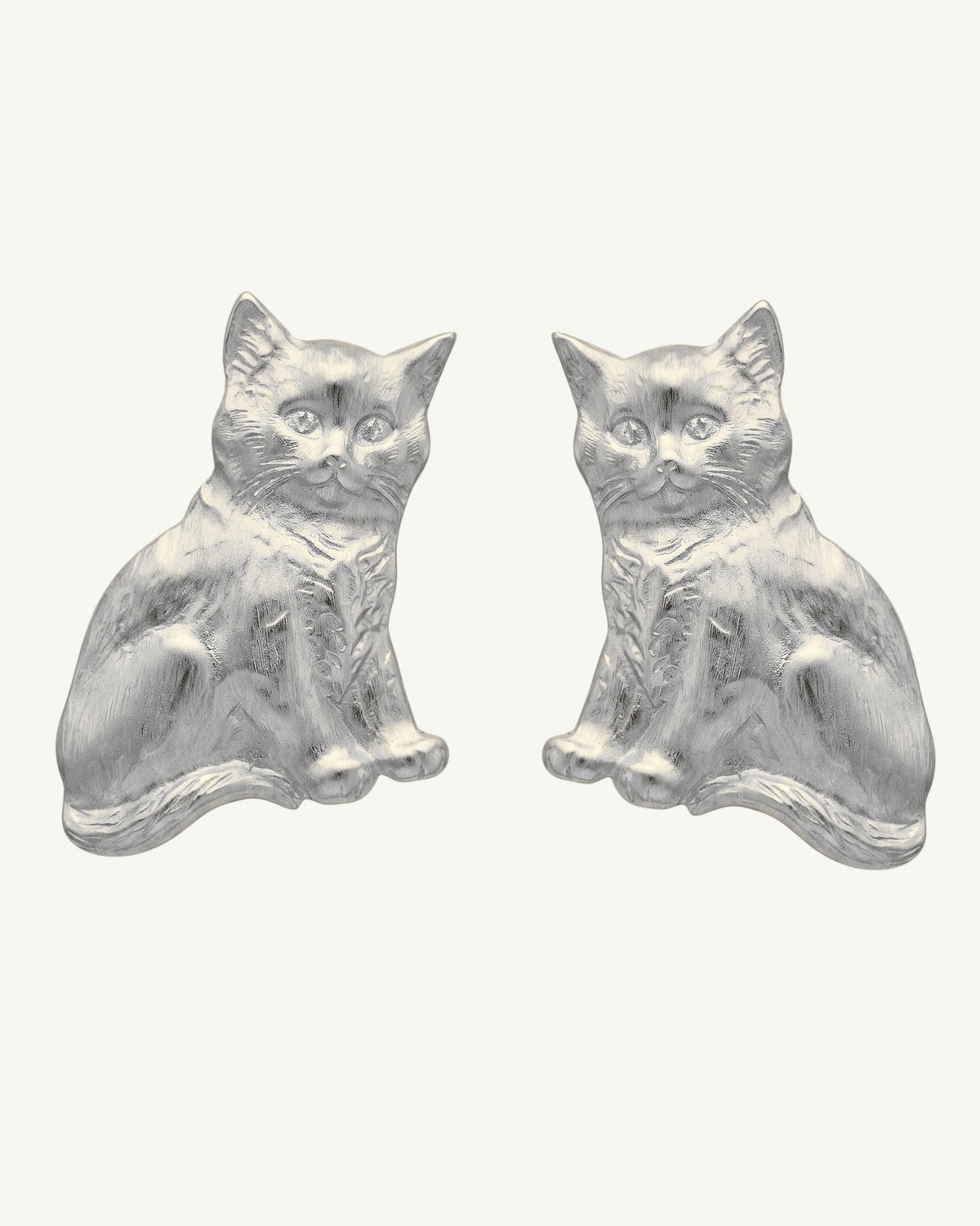 BONCUK silver plated sterling silver cat earrings by EFEK