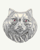 PAŞA silver plated cat brooch with natural ruby eyes by EFEK