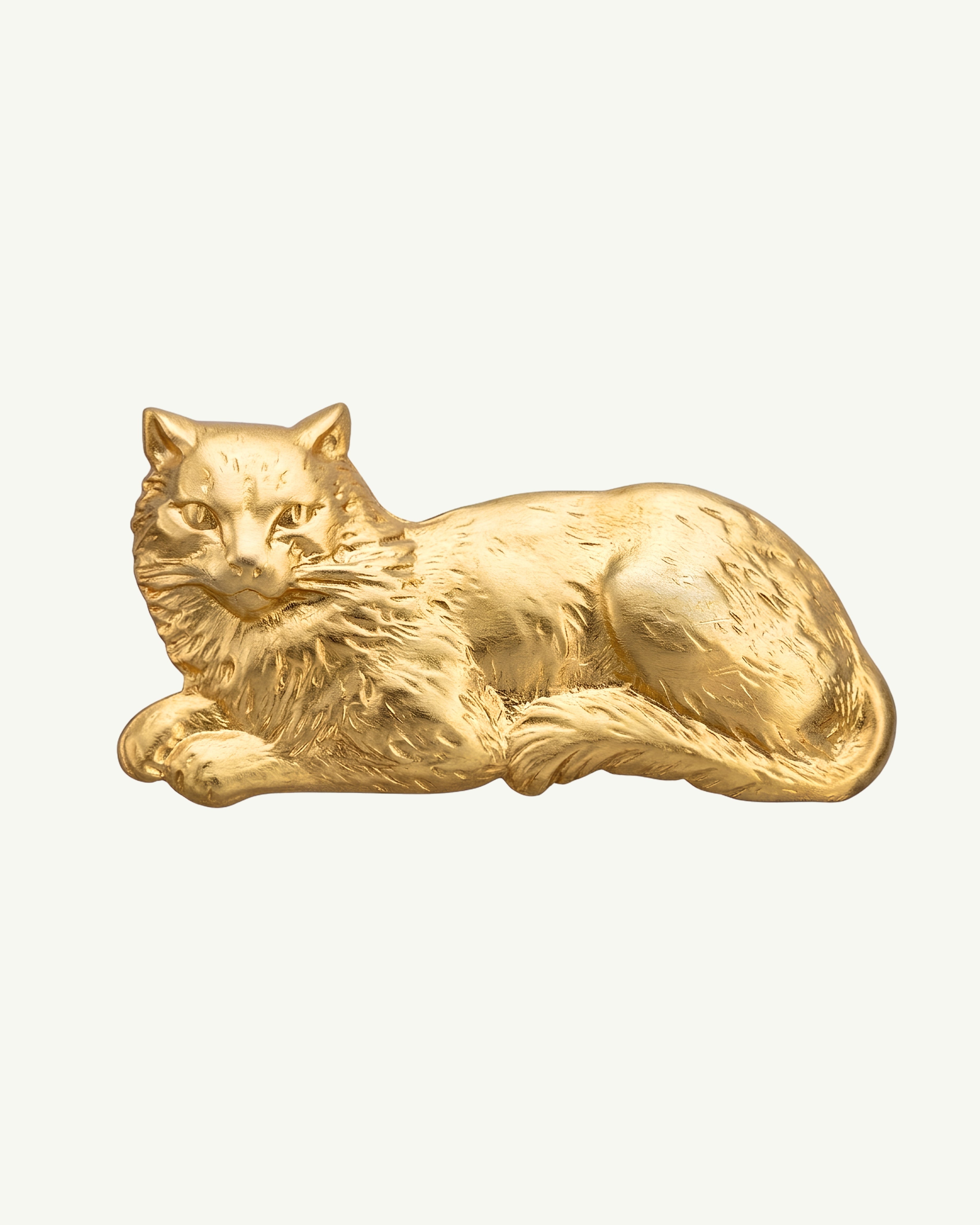 ŞÖBİYET 18K gold-plated sterling silver cat brooch by EFEK